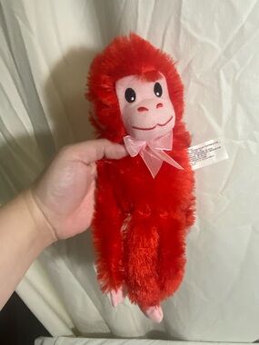 Red Plush Monkey Stuffed Toy - Soft Cuddly Kids Toy